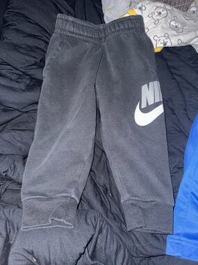 Nike Black Kids Sweatpants with White Swoosh Logo